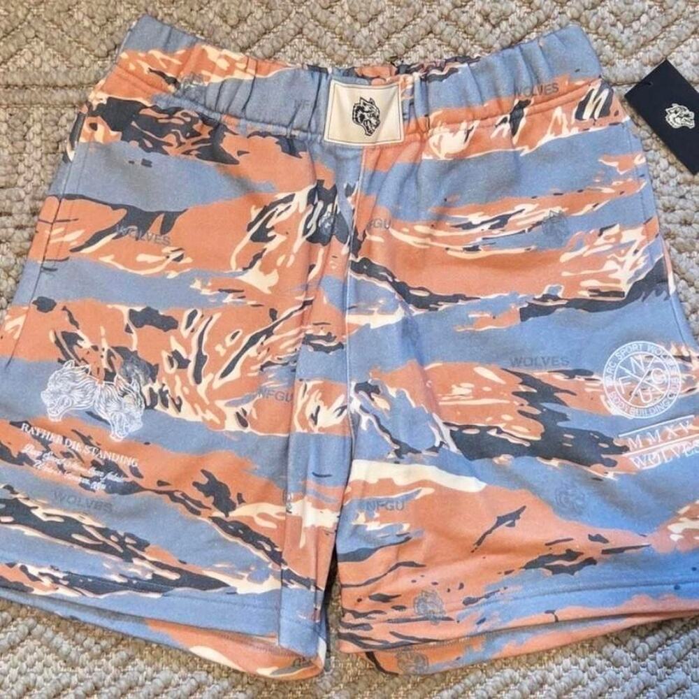 Wolves Orange Tiger Camo Sweat Shorts Numbered 953/1000 Size Medium